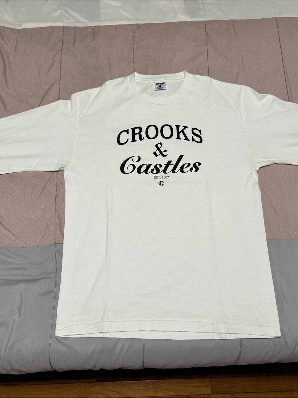 Crooks & Castles White Logo Tee with Black Print